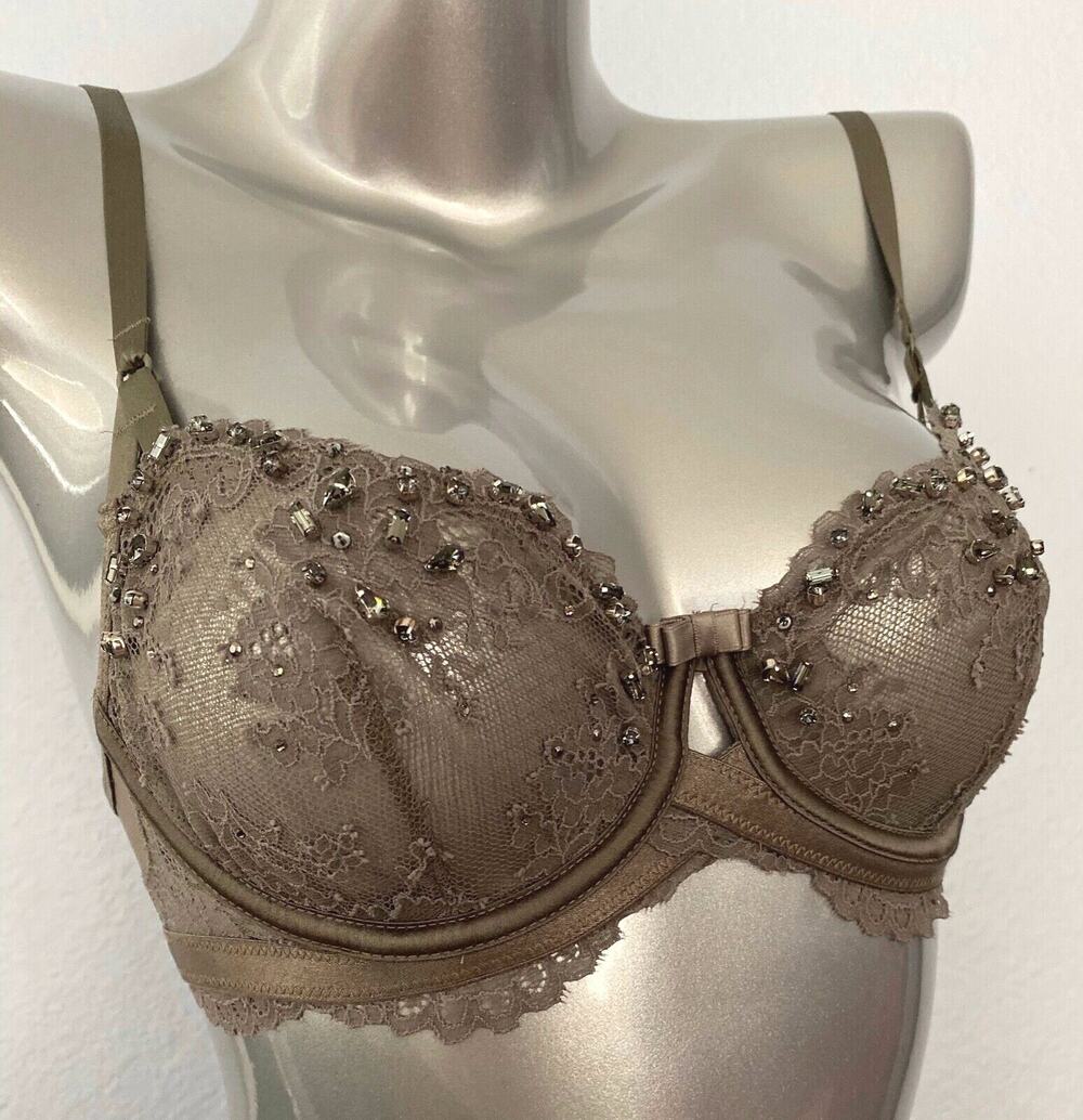 Victoria' Secret Designer Collection Nwt Swarovski Crystal Bling Unlined Bra 32C